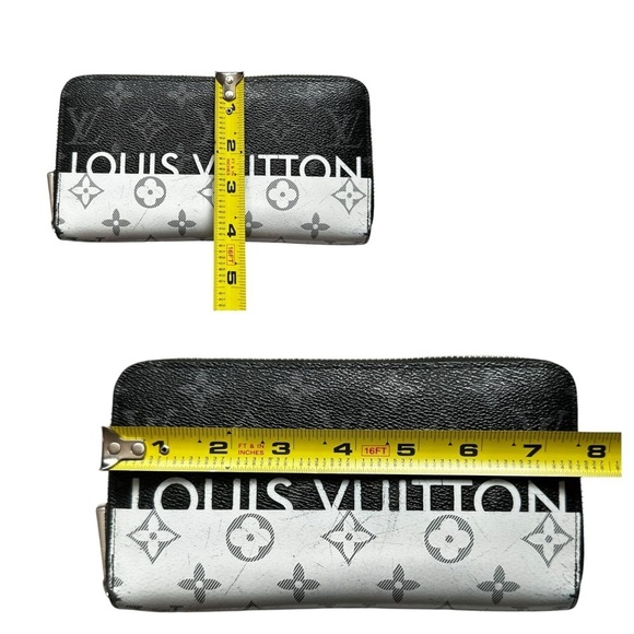 Authentic Louis Vuitton Eclipse Split White & Gray Monogram Leather Zippy Wallet - Picture 10 of 14